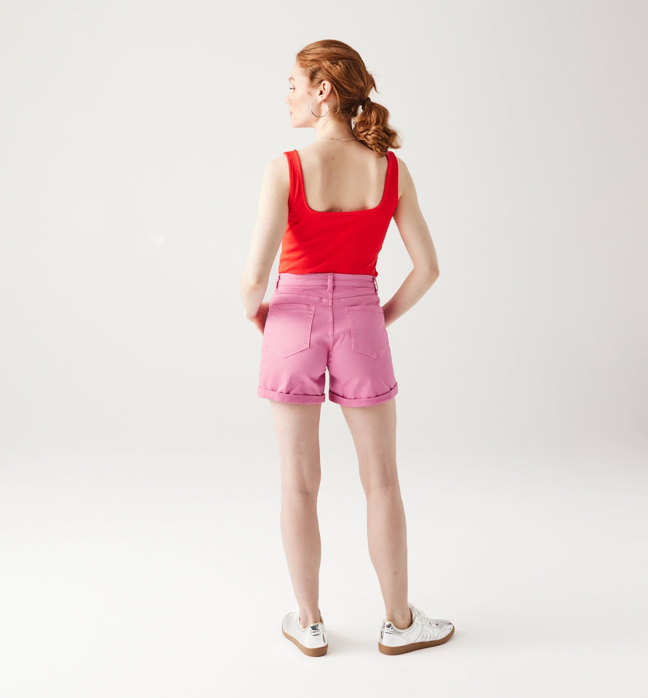 Plain canvas shorts - Red