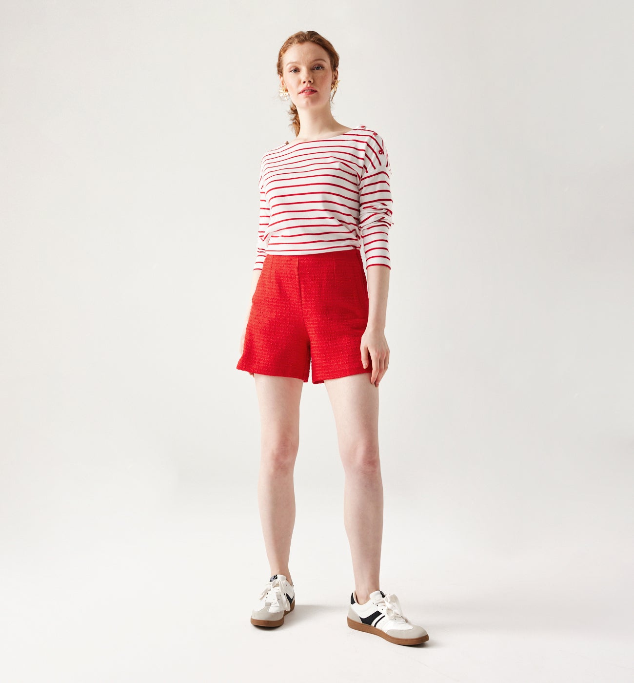 Chic tweed shorts - Red