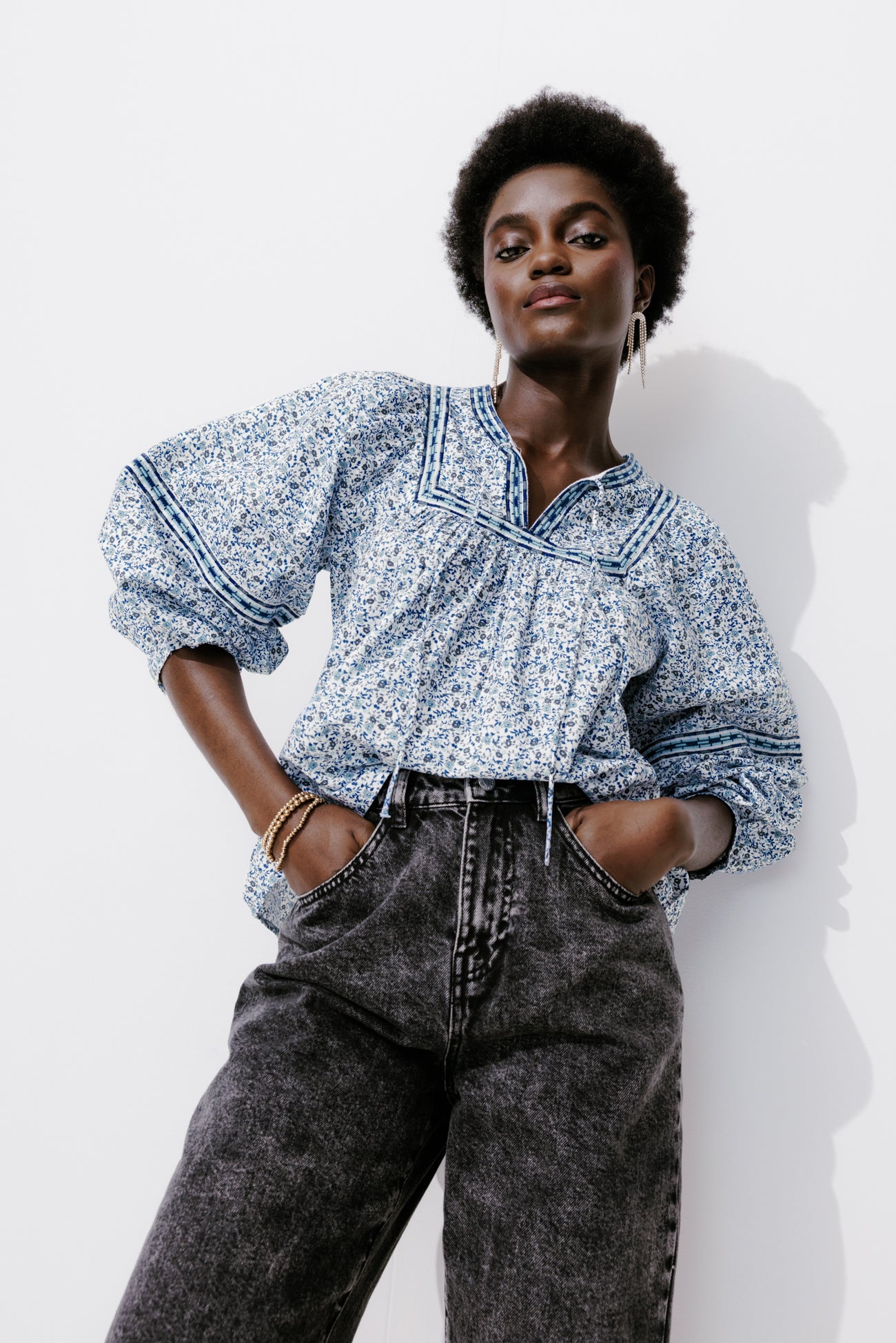 Folky patterned blouse - Ecru print