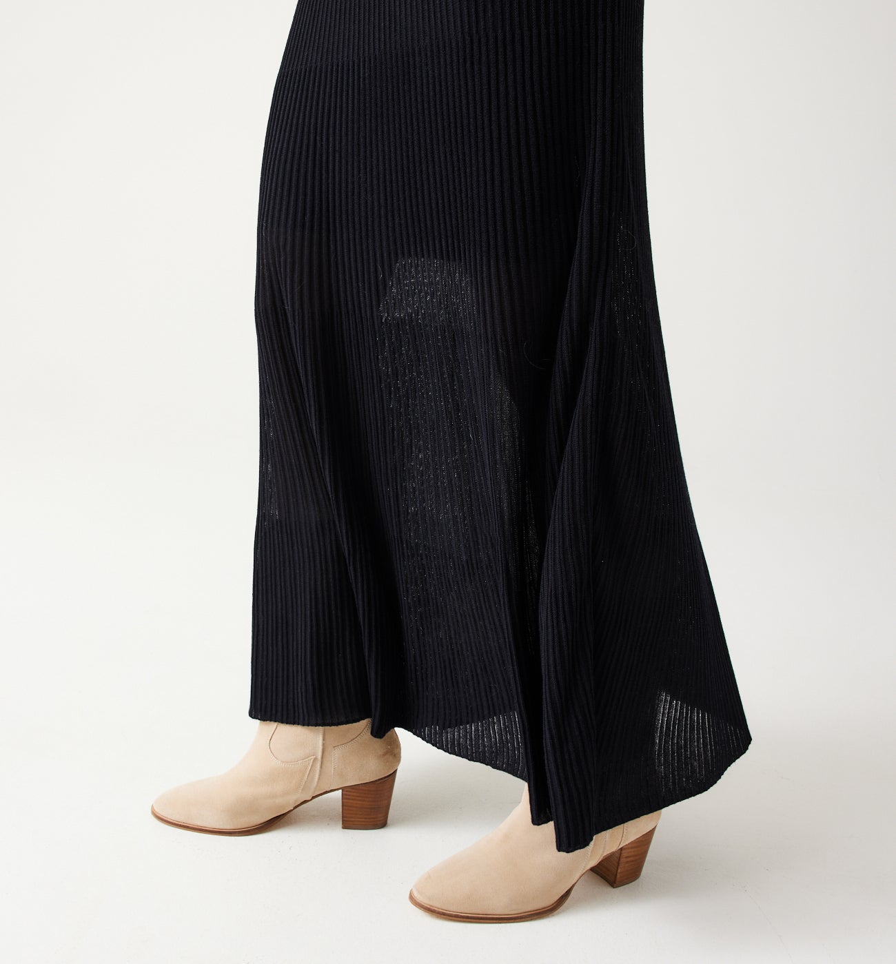 Long ribbed skirt - Black