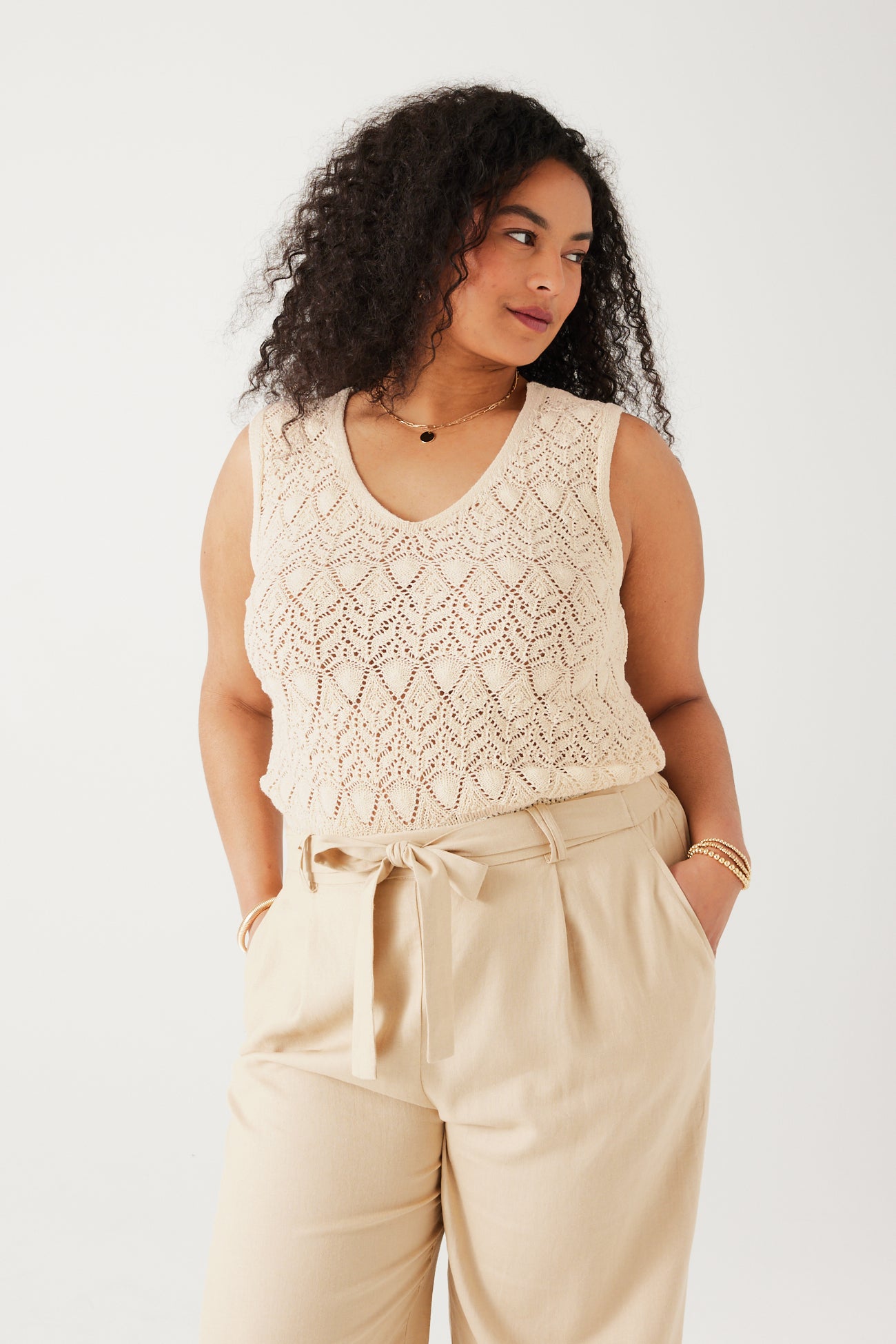 Eco-design crochet top - Ecru