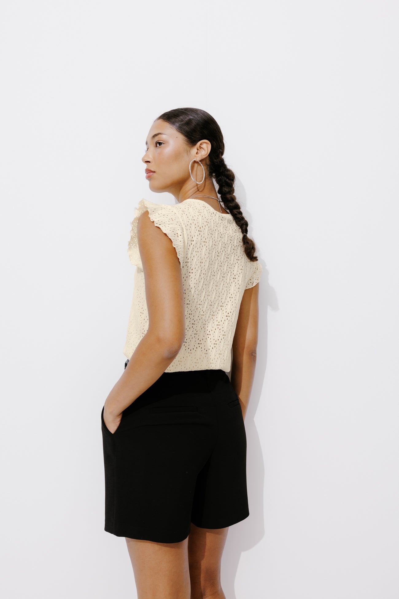 Lace-effect top - Ecru