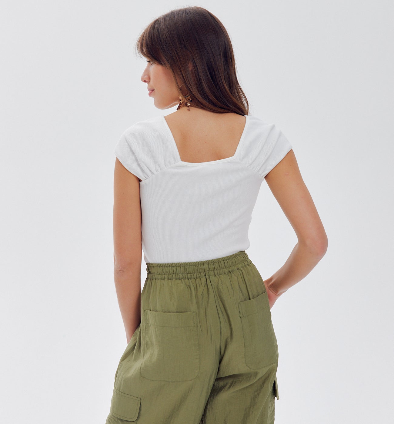 Ribbed jersey top - Turquoise