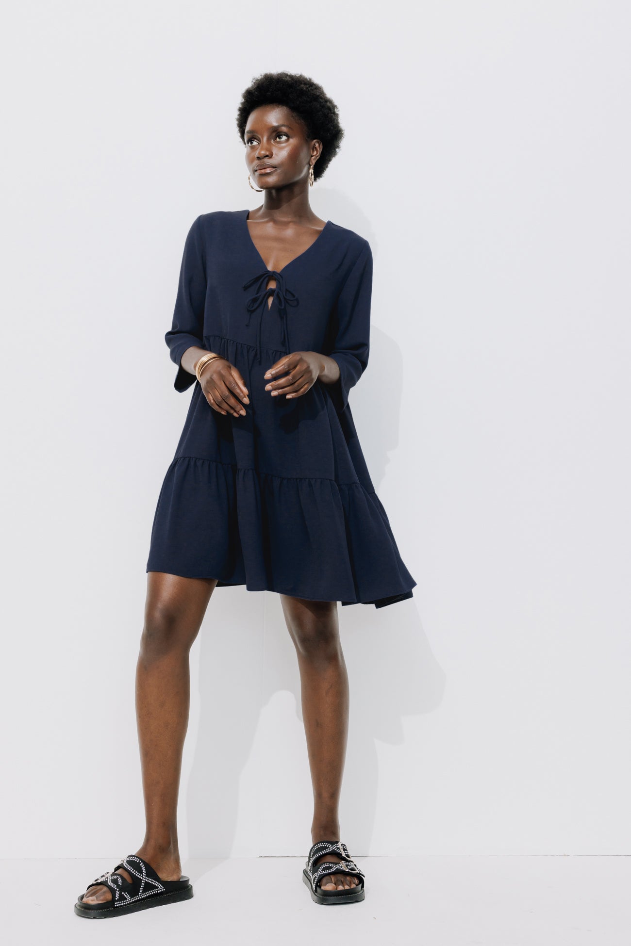 Short plain dress - Red stripes