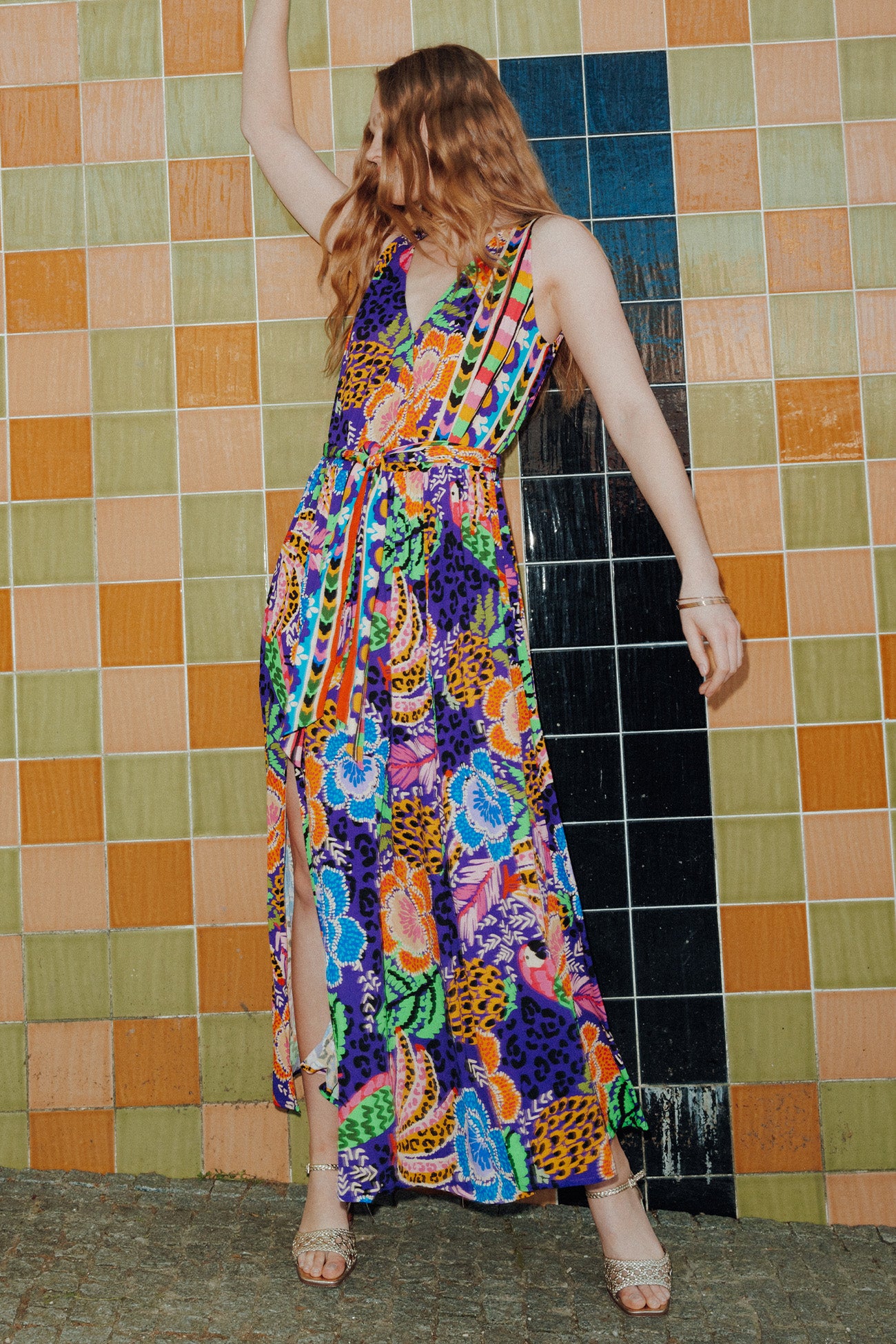 Long patterned dress - Violet print