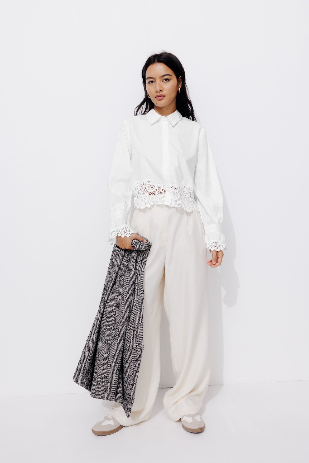 Lace-detail shirt - Black