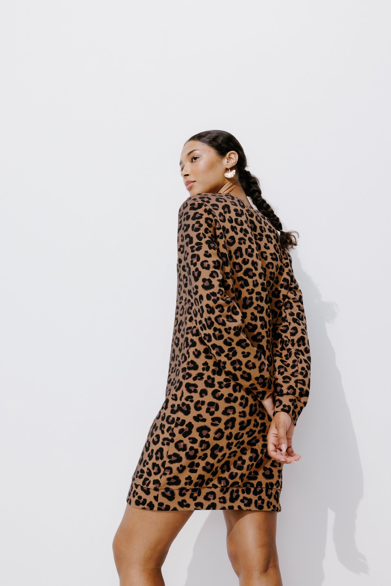 Leopard sweatshirt dress - Multicolour print