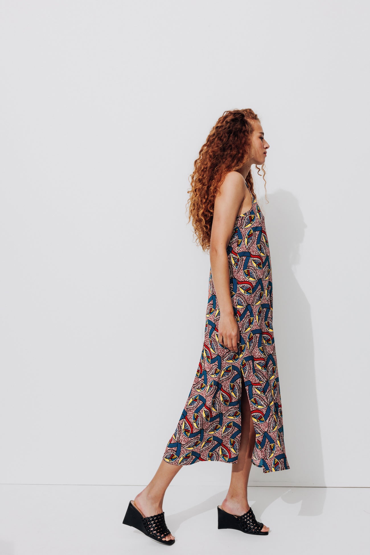 Mid-length patterned dress - Multicolour print