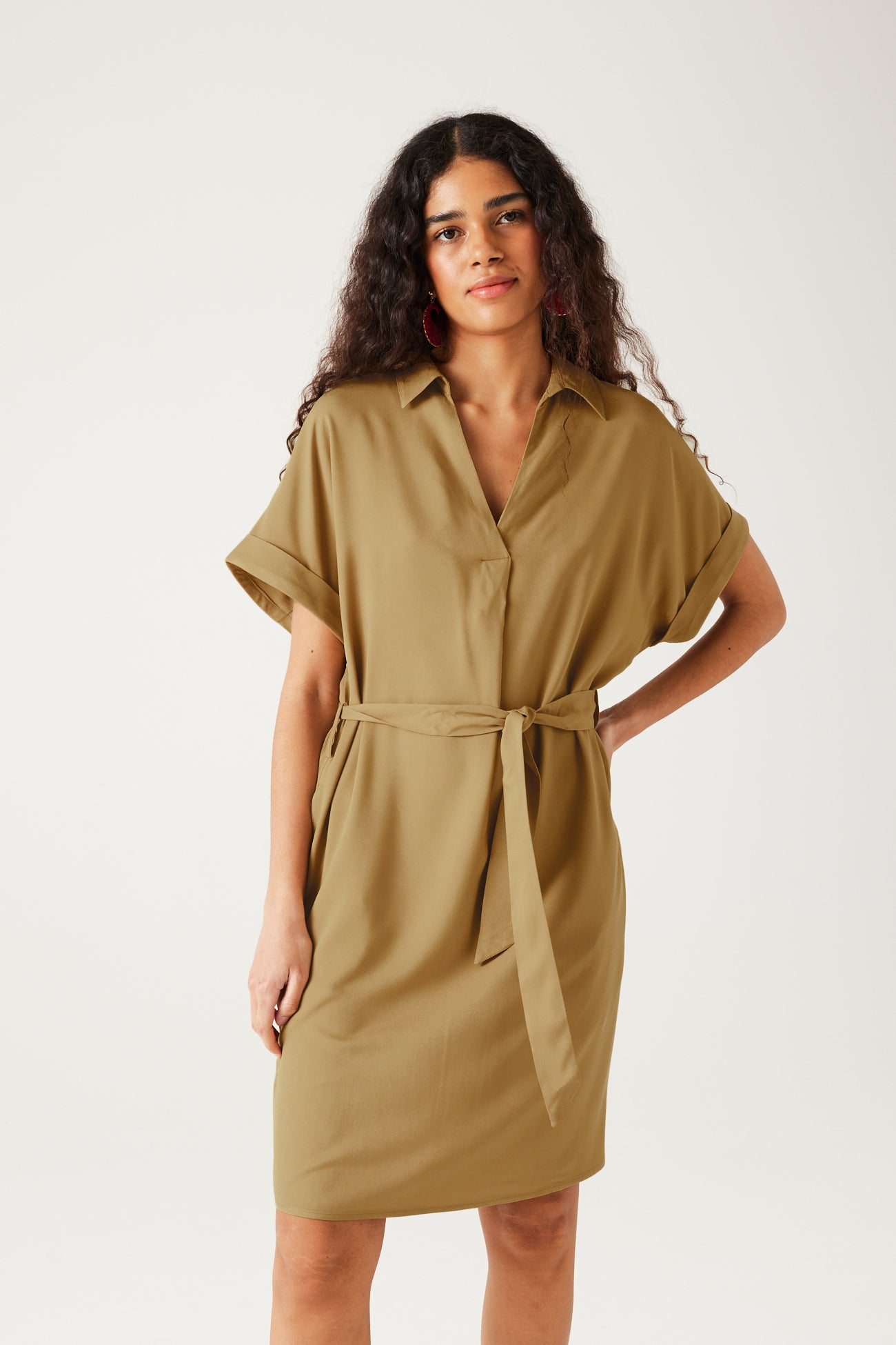Short unicolour dress - Camel