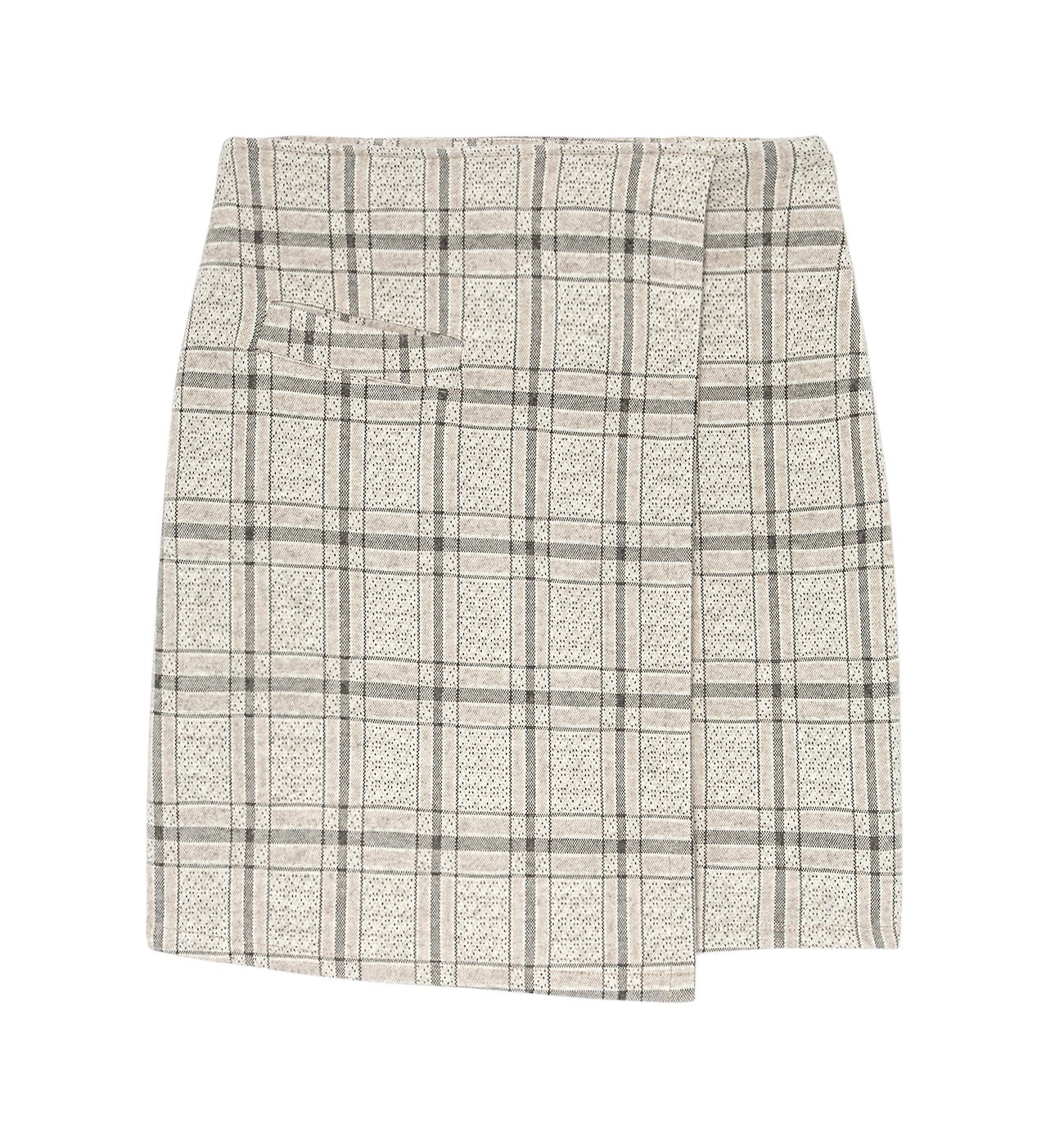 Short checked skirt - Ecru checks