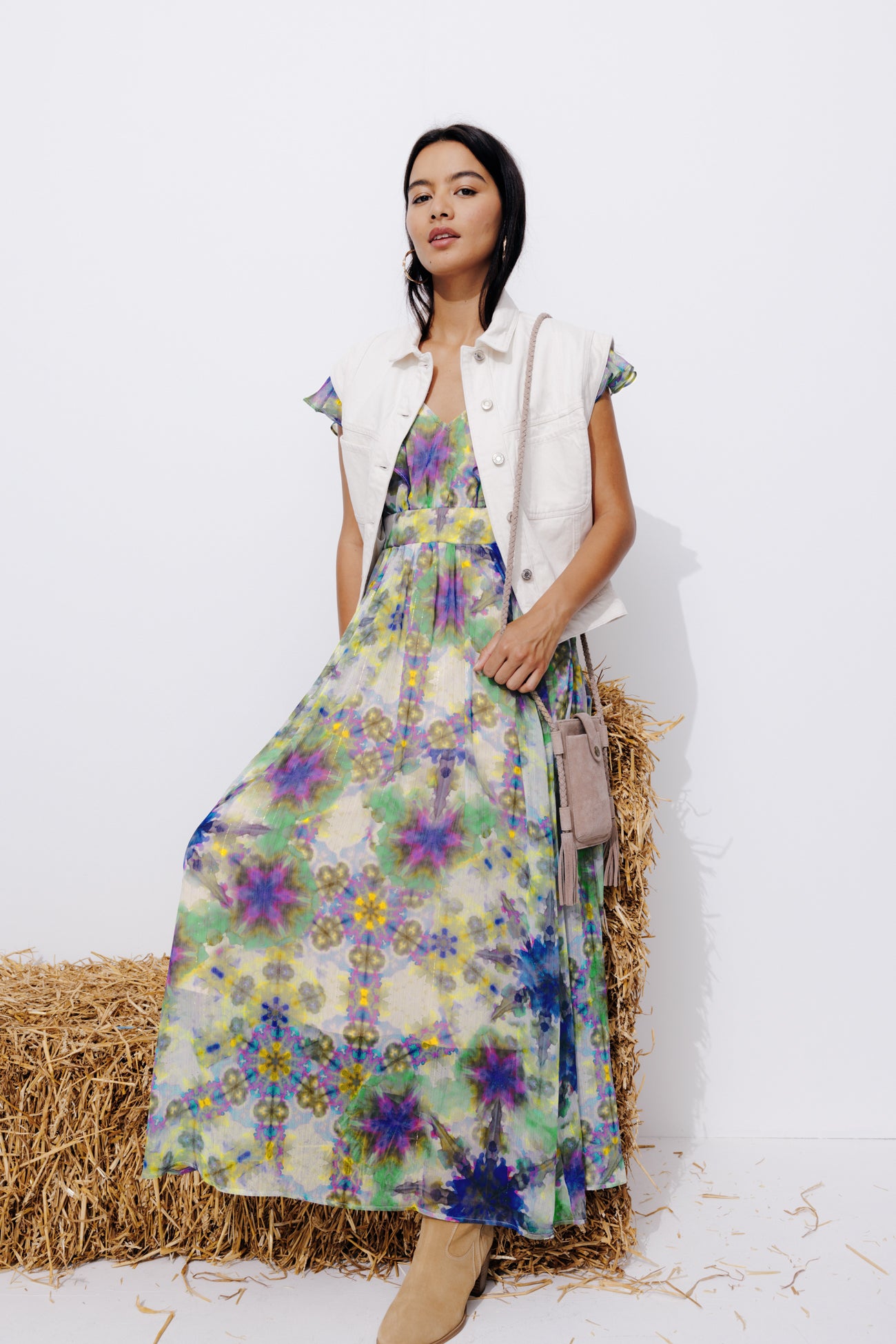 Ecodesign floaty dress - Multicolour print