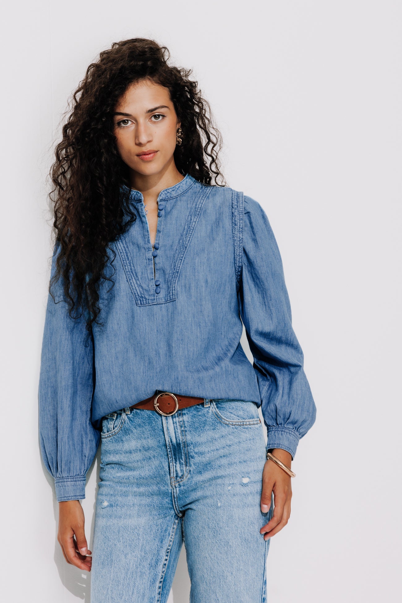 Lightweight denim blouse - Medium denim