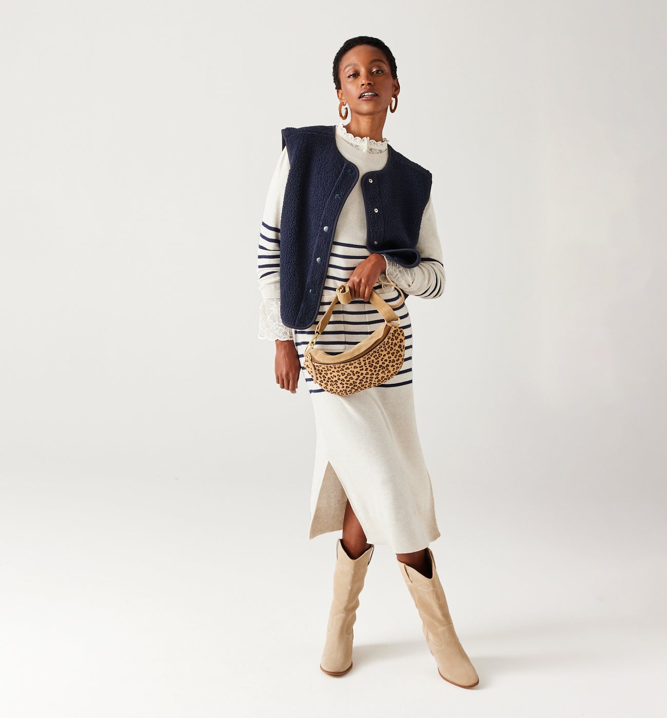 Nautical jumper dress - Navy blue stripes