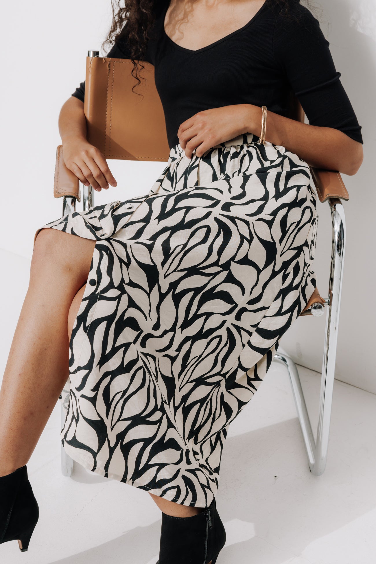 Ecodesign patterned skirt - Black print