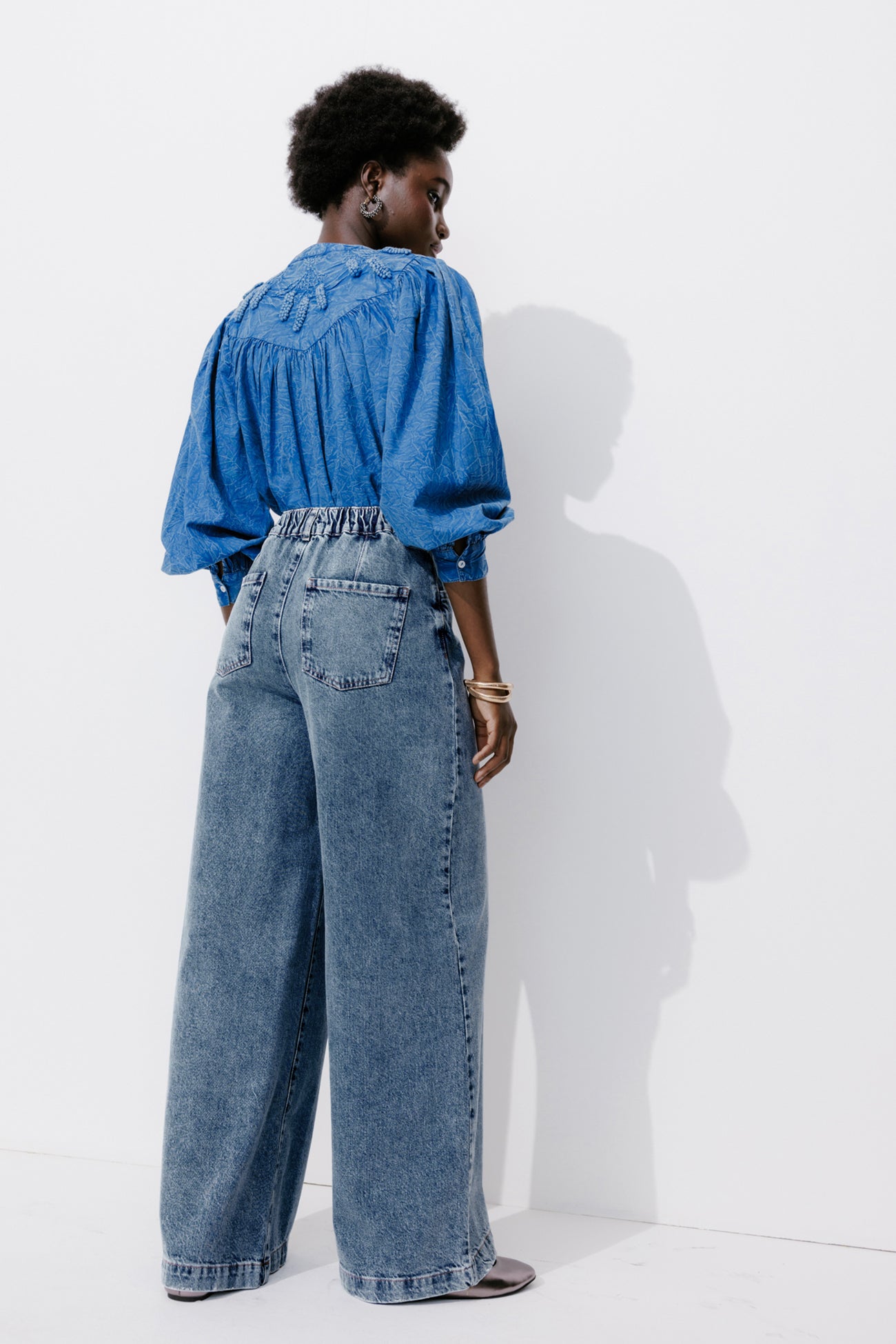 High-waist wideleg jeans - Medium denim