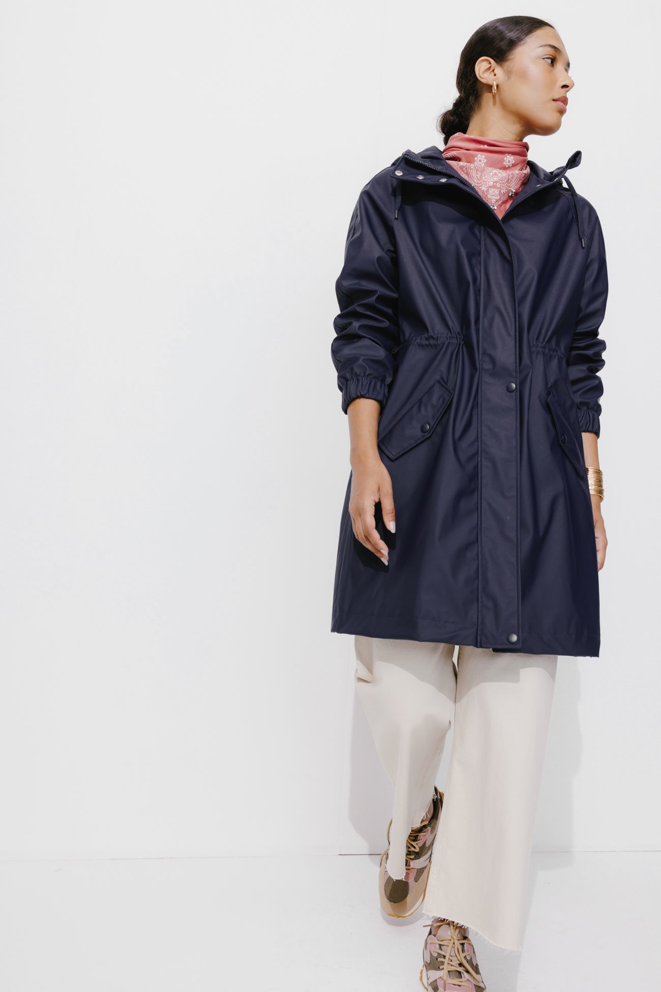 Shower-resistant parka - Navy blue