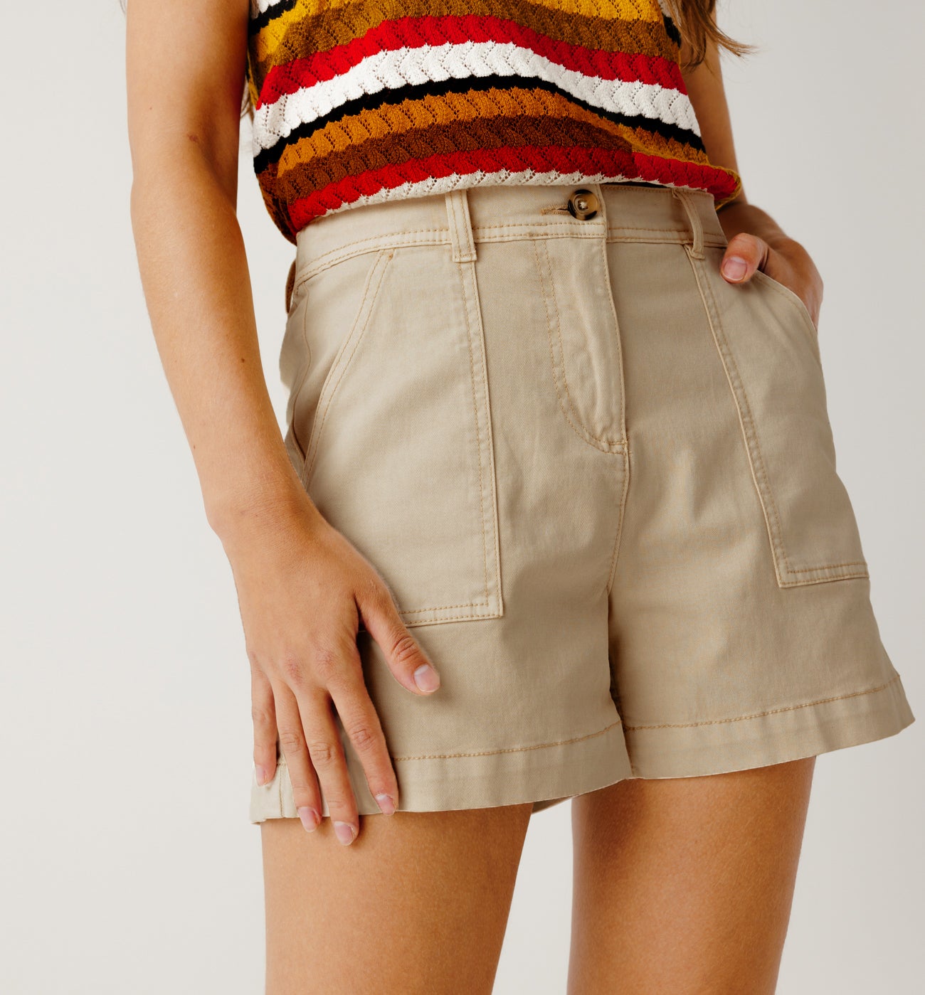 Plain canvas shorts - Beige