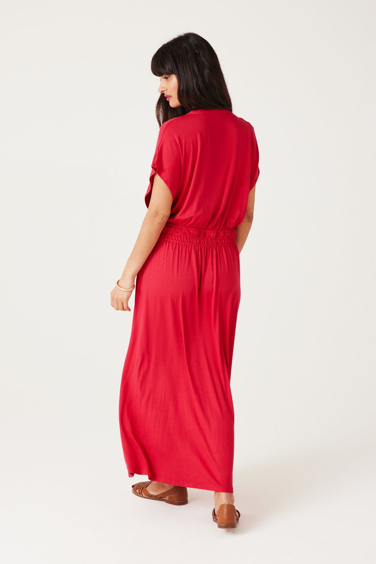 Mid-length jersey dress - Cognac