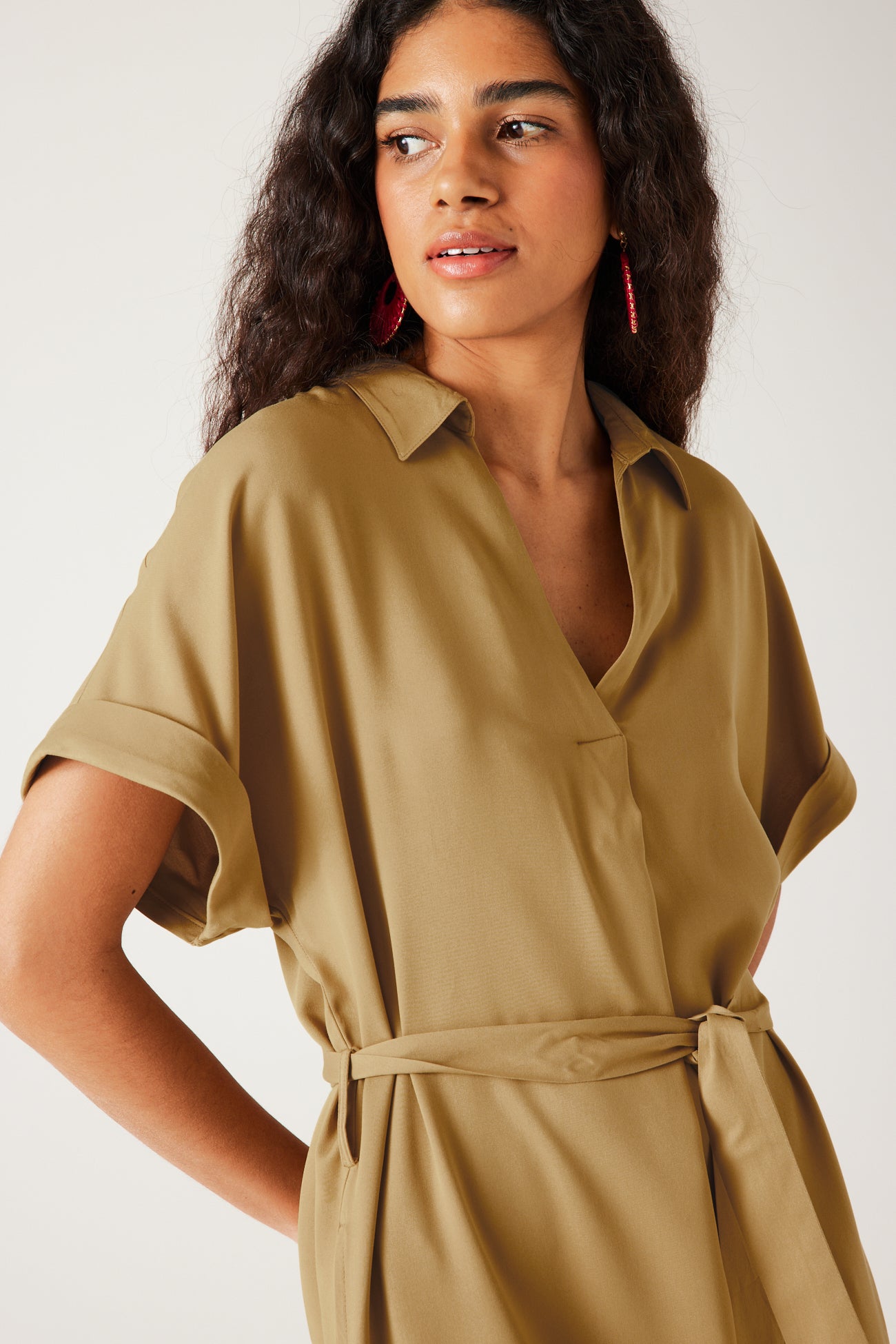 Short unicolour dress - Camel