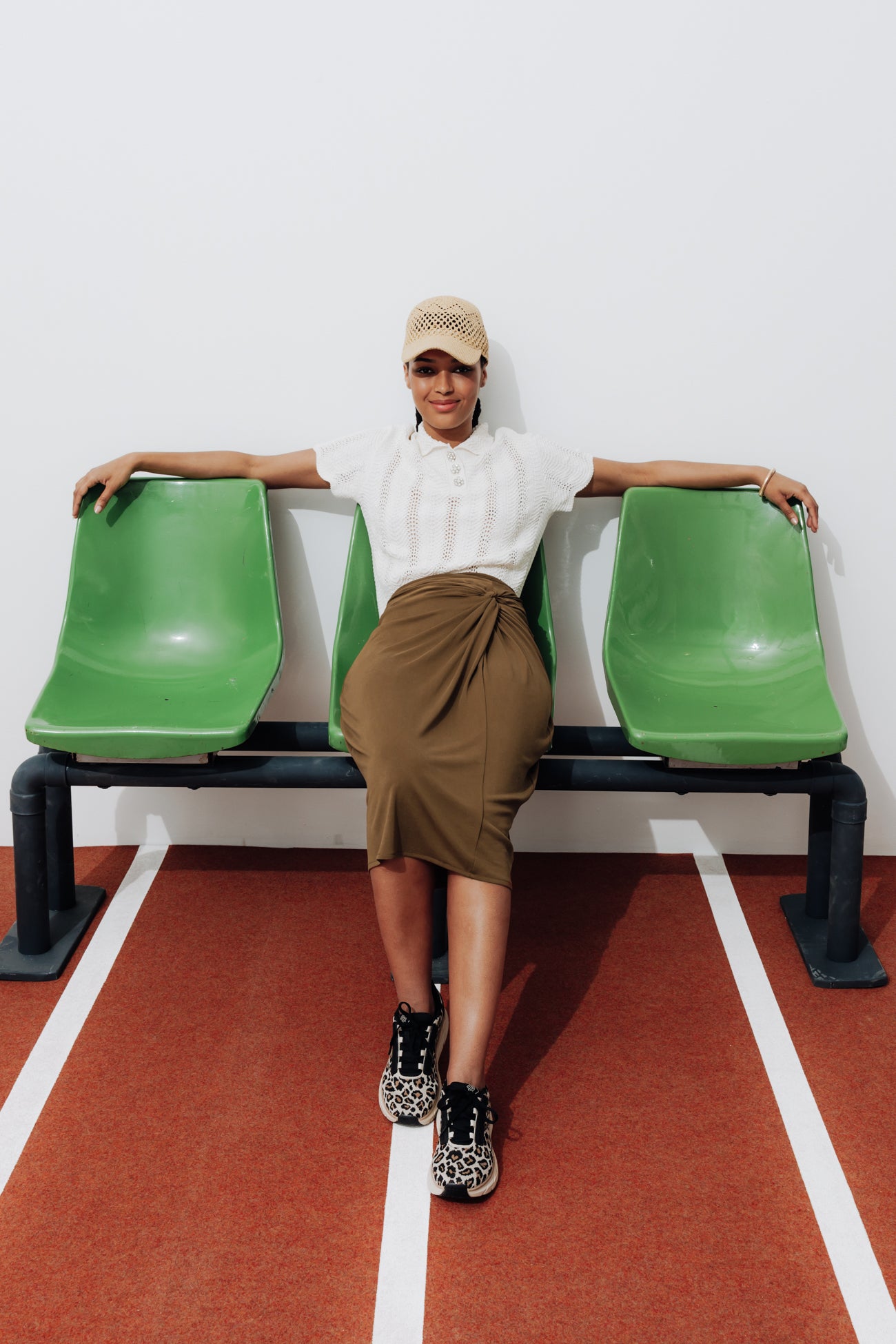 Jersey midi length skirt - Caramel