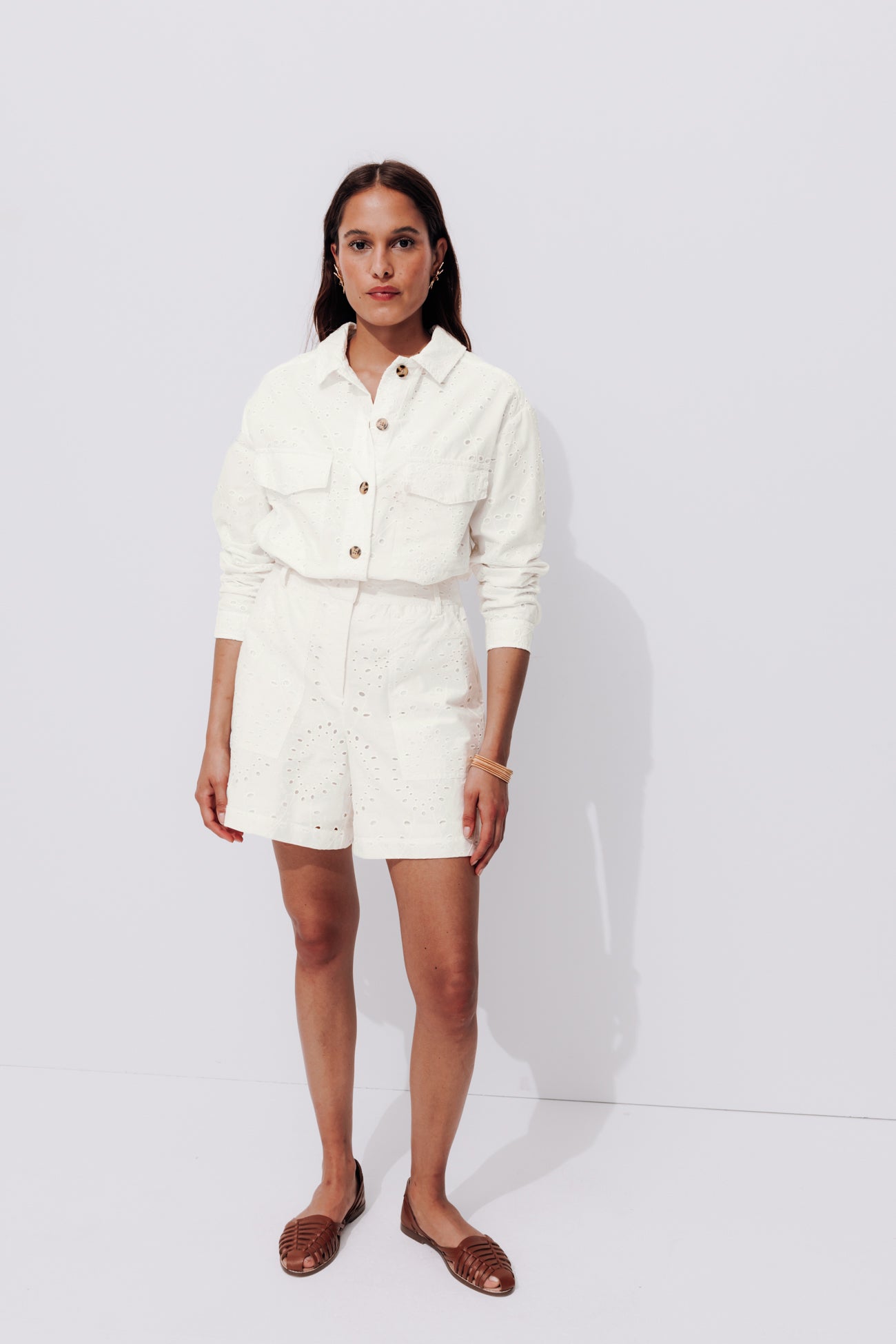 Broderie anglaise blouson - Ecru