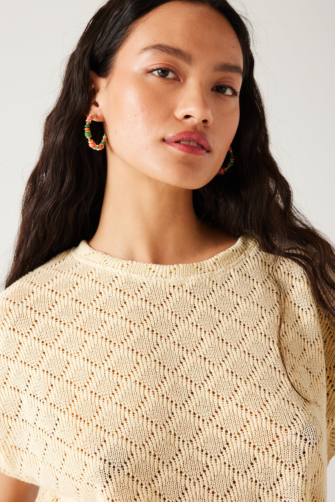 Pointelle knitted crop top - Raspberry red