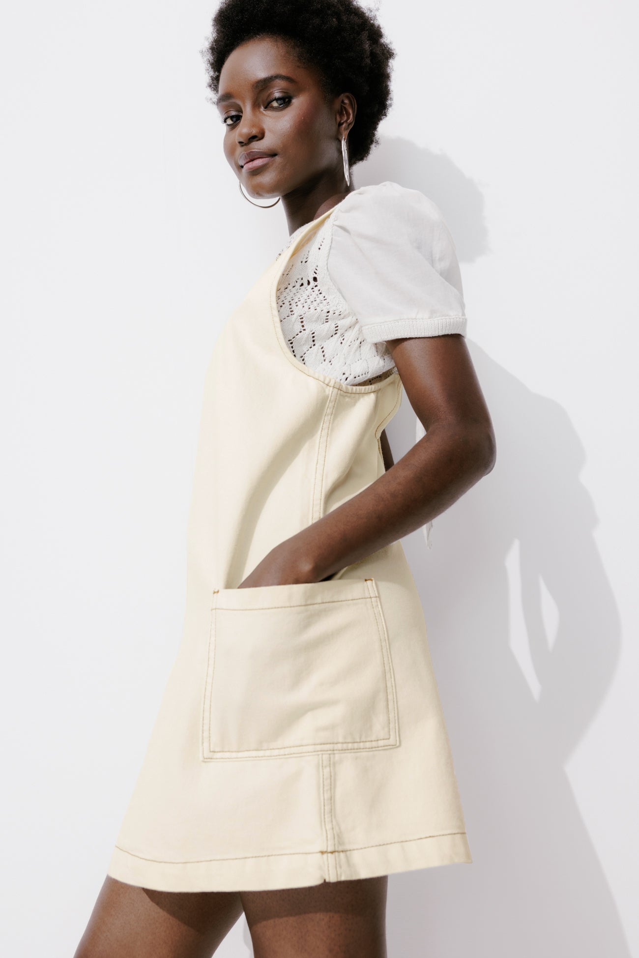 Canvas dungaree dress - Grey denim