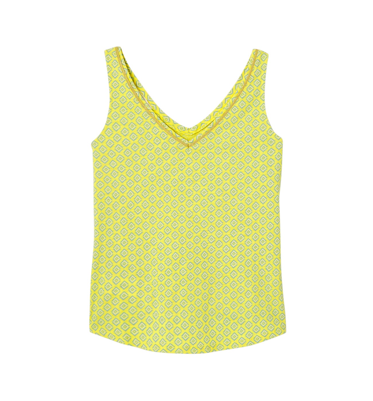 V-neckline sleeveless top - Ecru