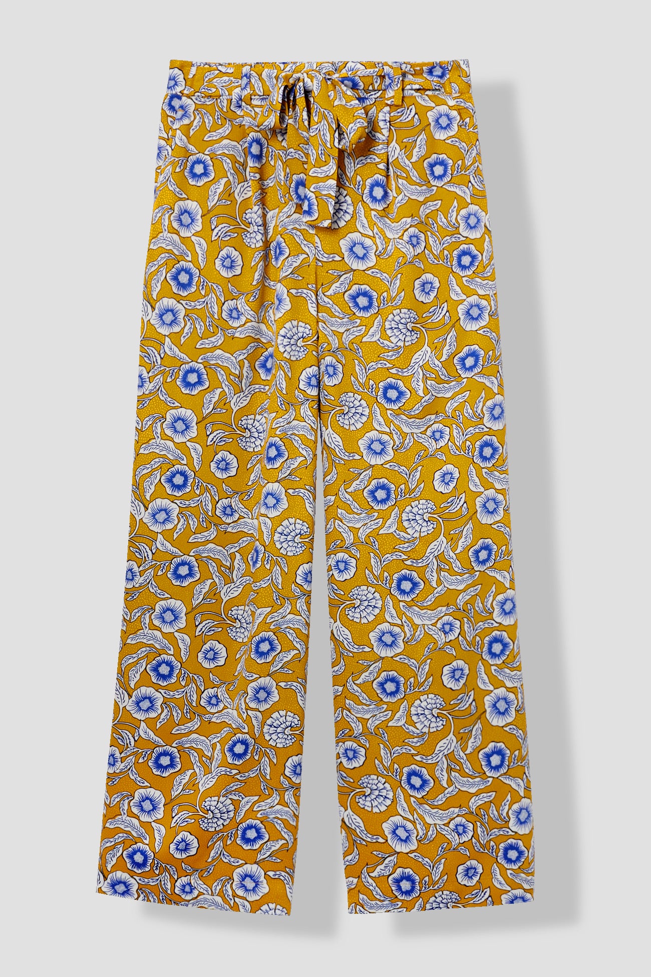 High-waist wideleg trousers - Ochre print