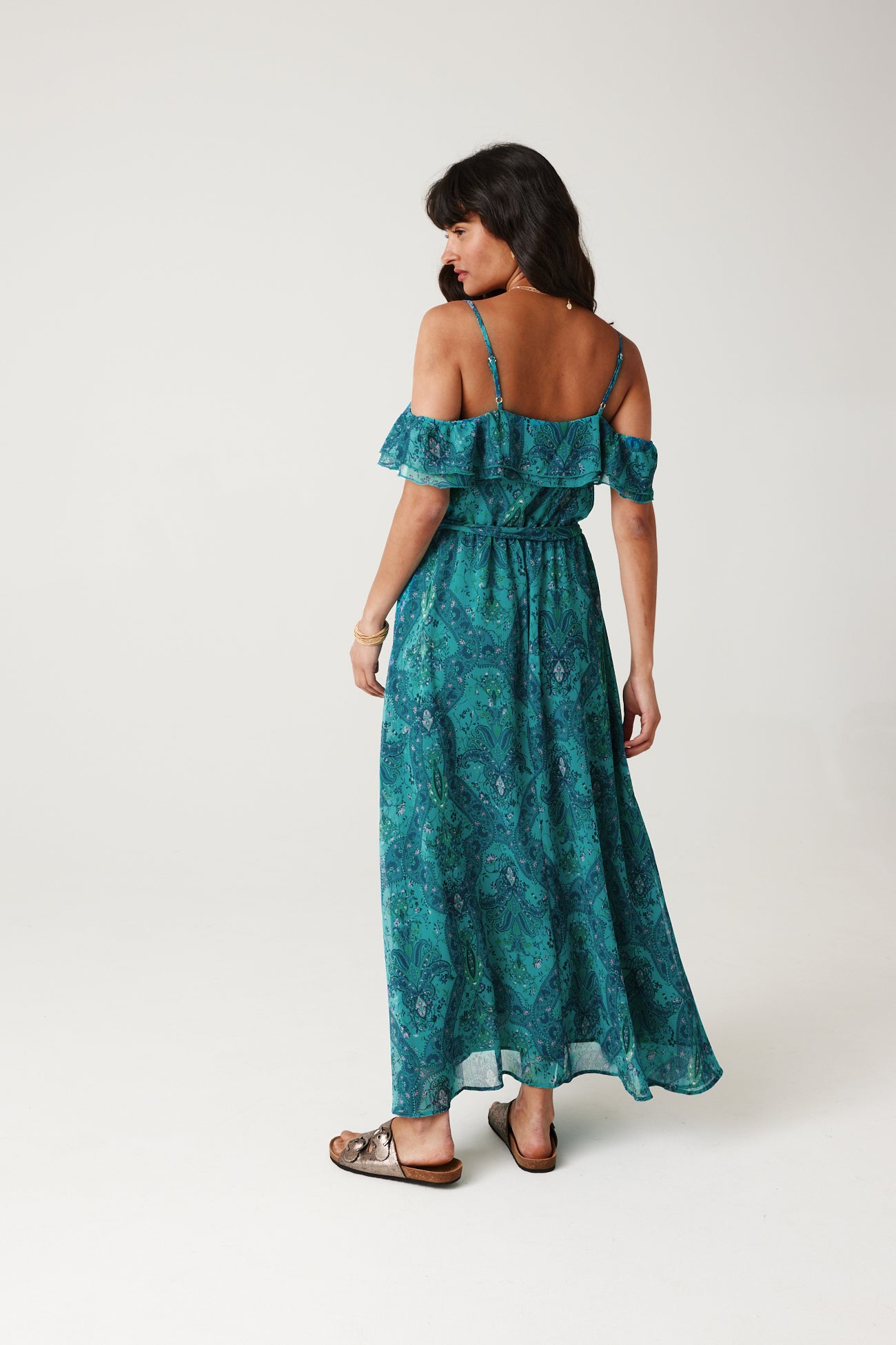 Long strappy dress - Blue print