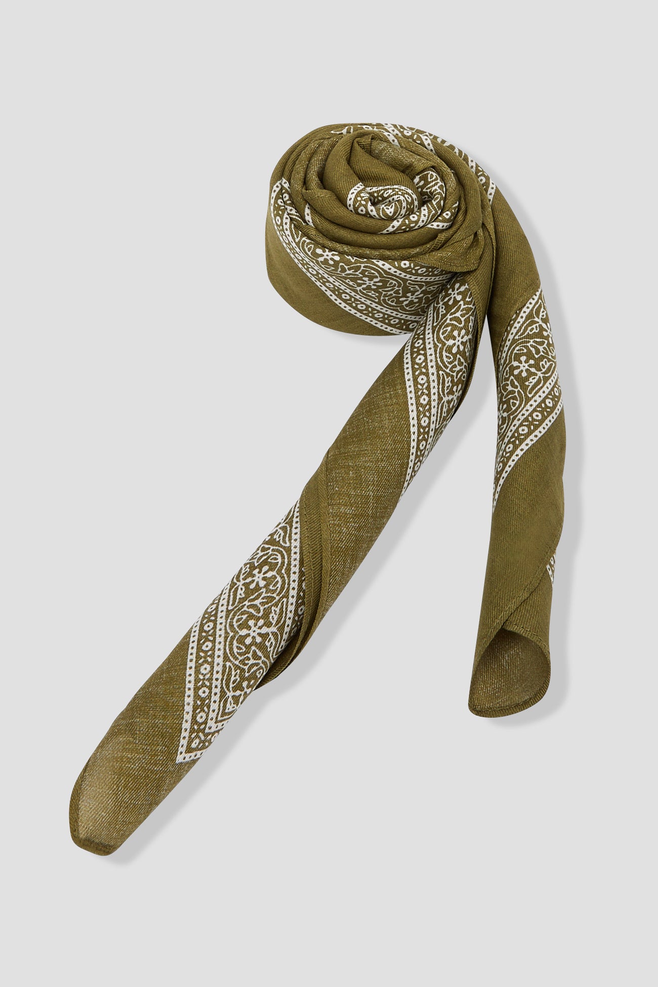 Square patterned scarf - Olive green