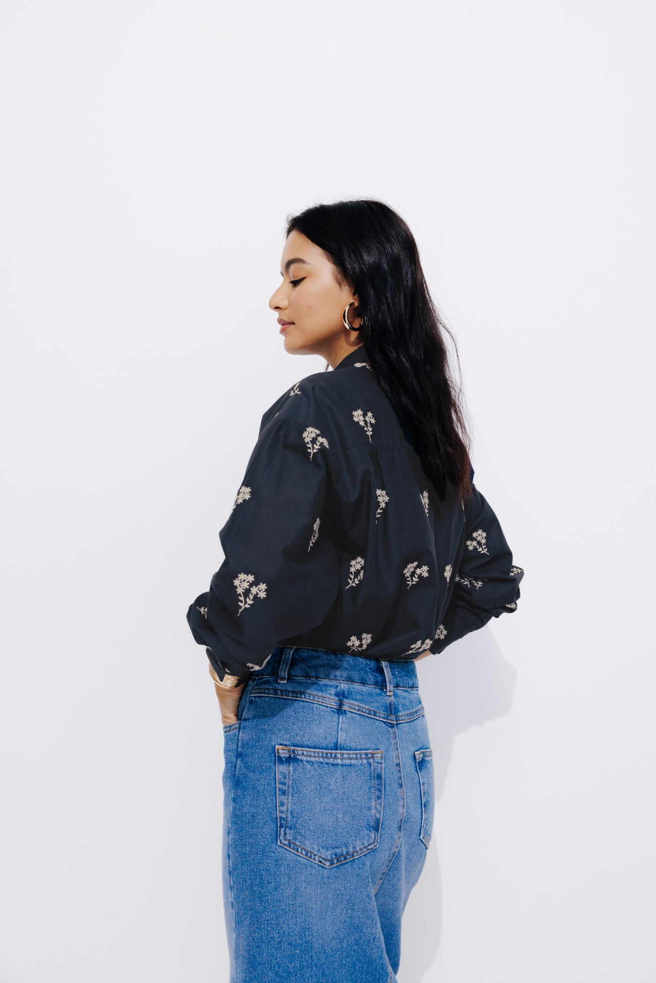 Oversized embroidered shirt - White