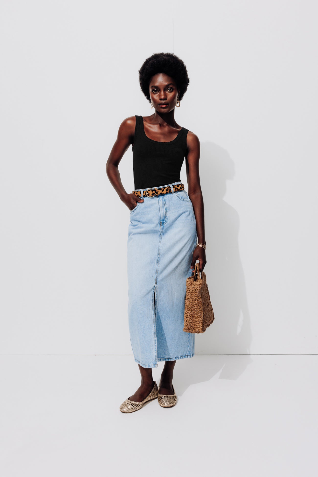 Plain ribbed sleeveless top - Black