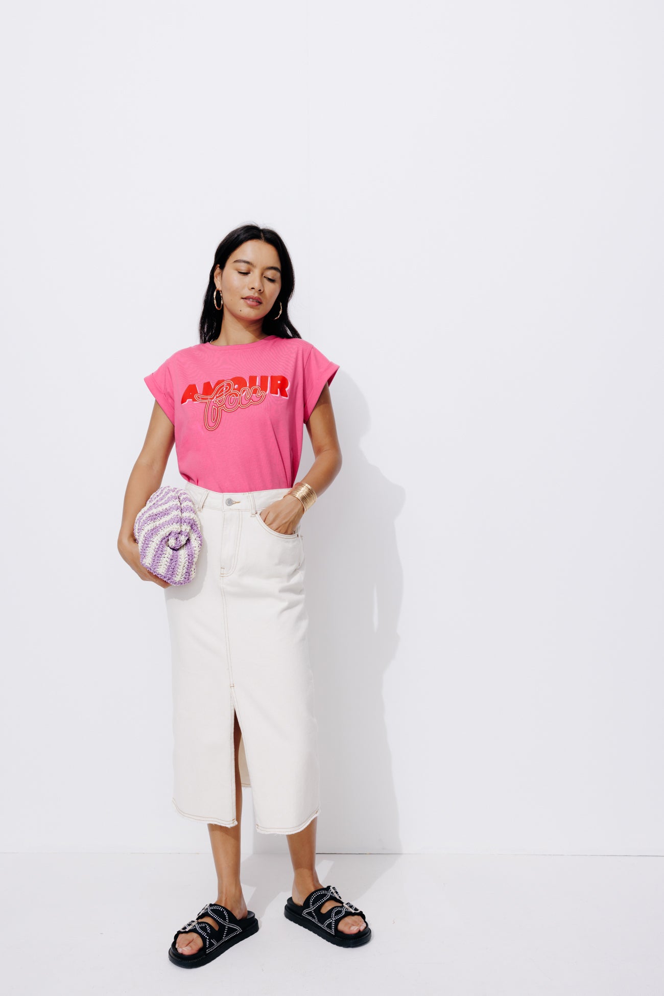 Slogan t-shirt - Ecru print