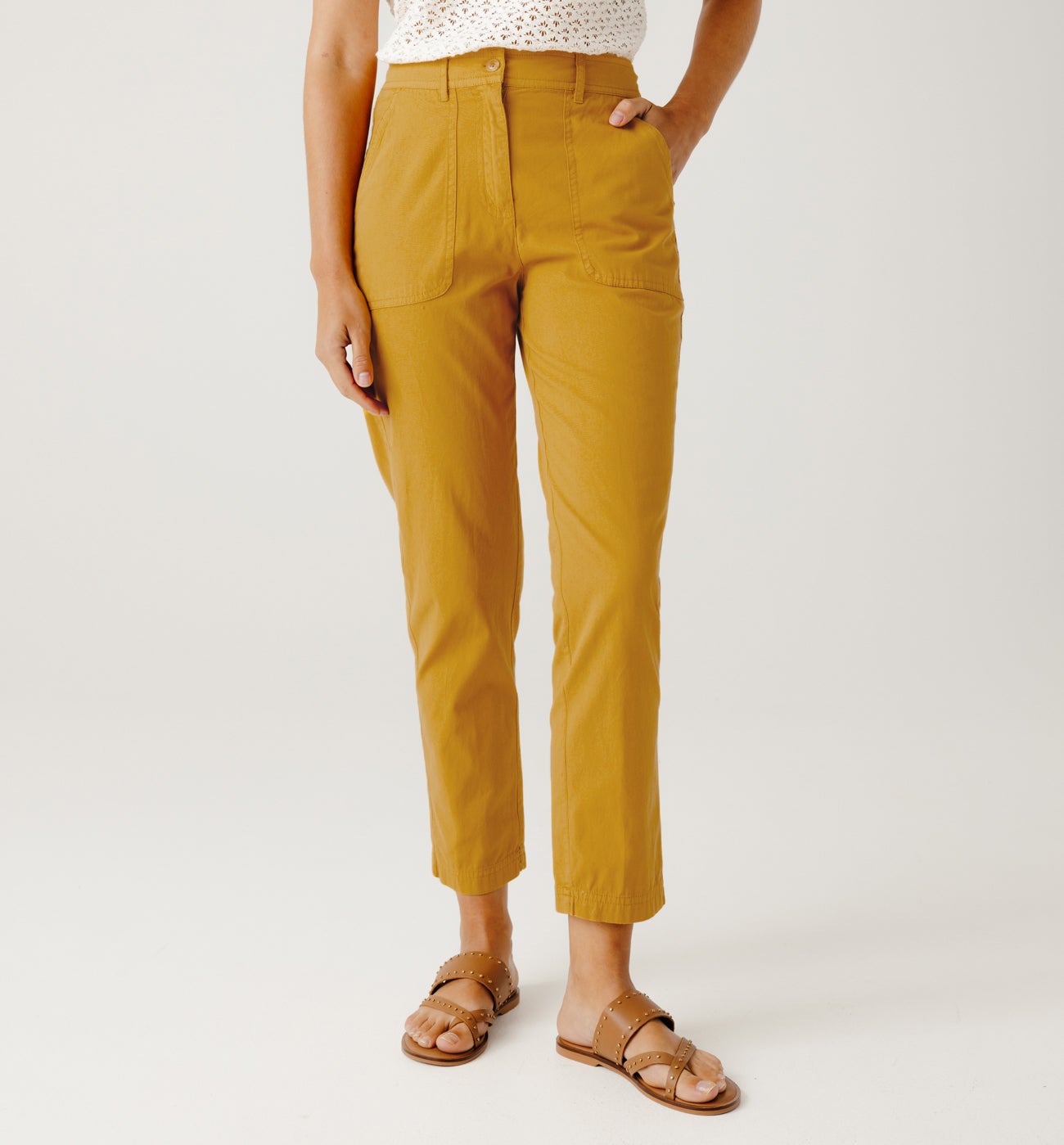Canvas cotton trousers - Ochre