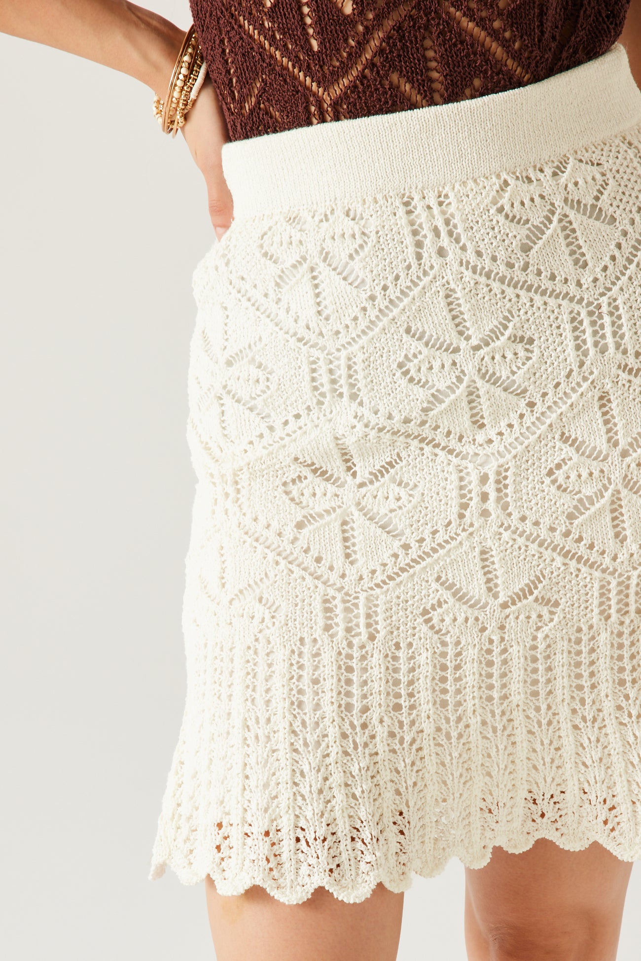 Short crochet skirt - Soft chestnut
