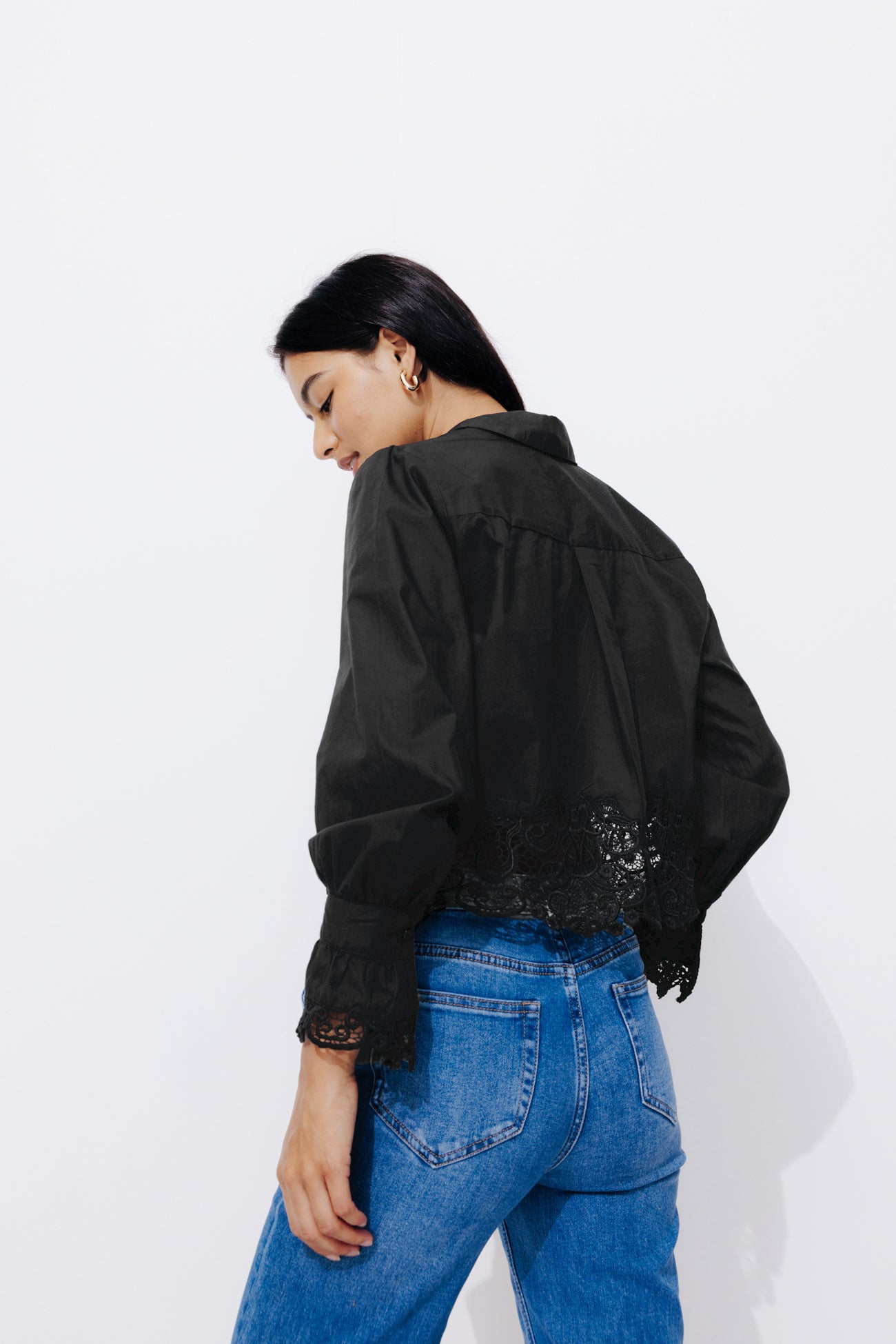 Lace-detail shirt - Black