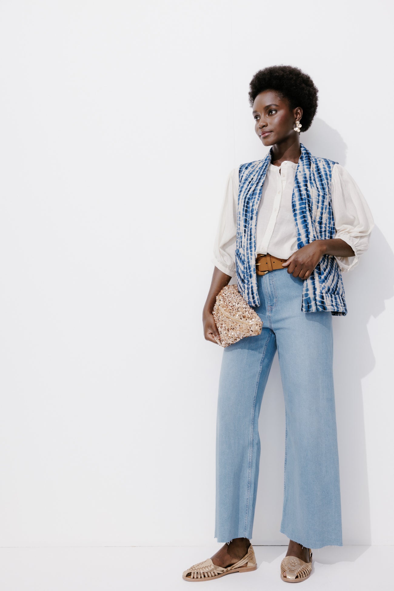 High-waist wideleg jeans - Medium denim