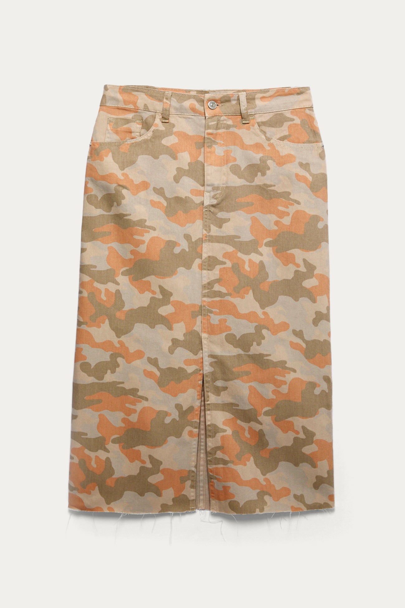 Patterned midi skirt - Peach prints