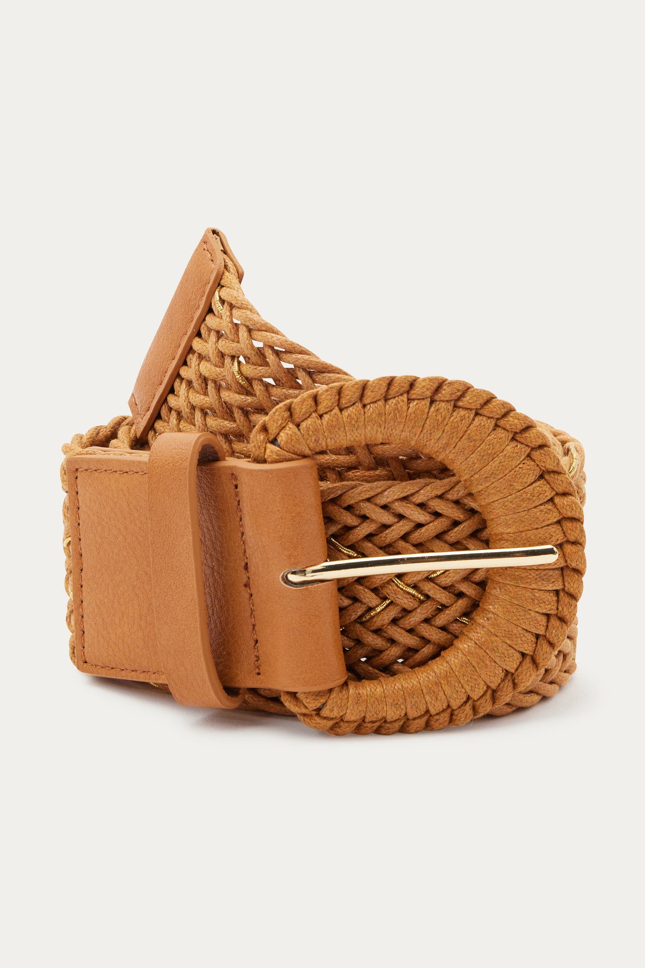 Wide woven belt - Beige