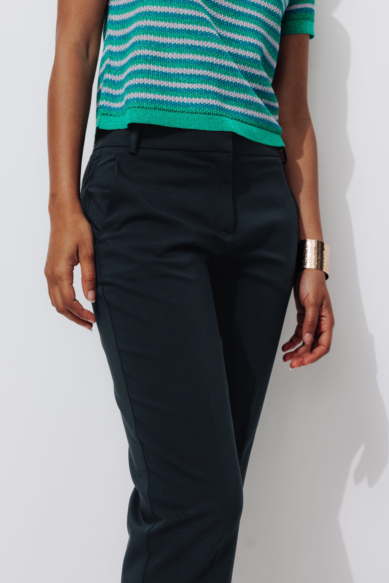 Plain cigarette trousers - Navy blue