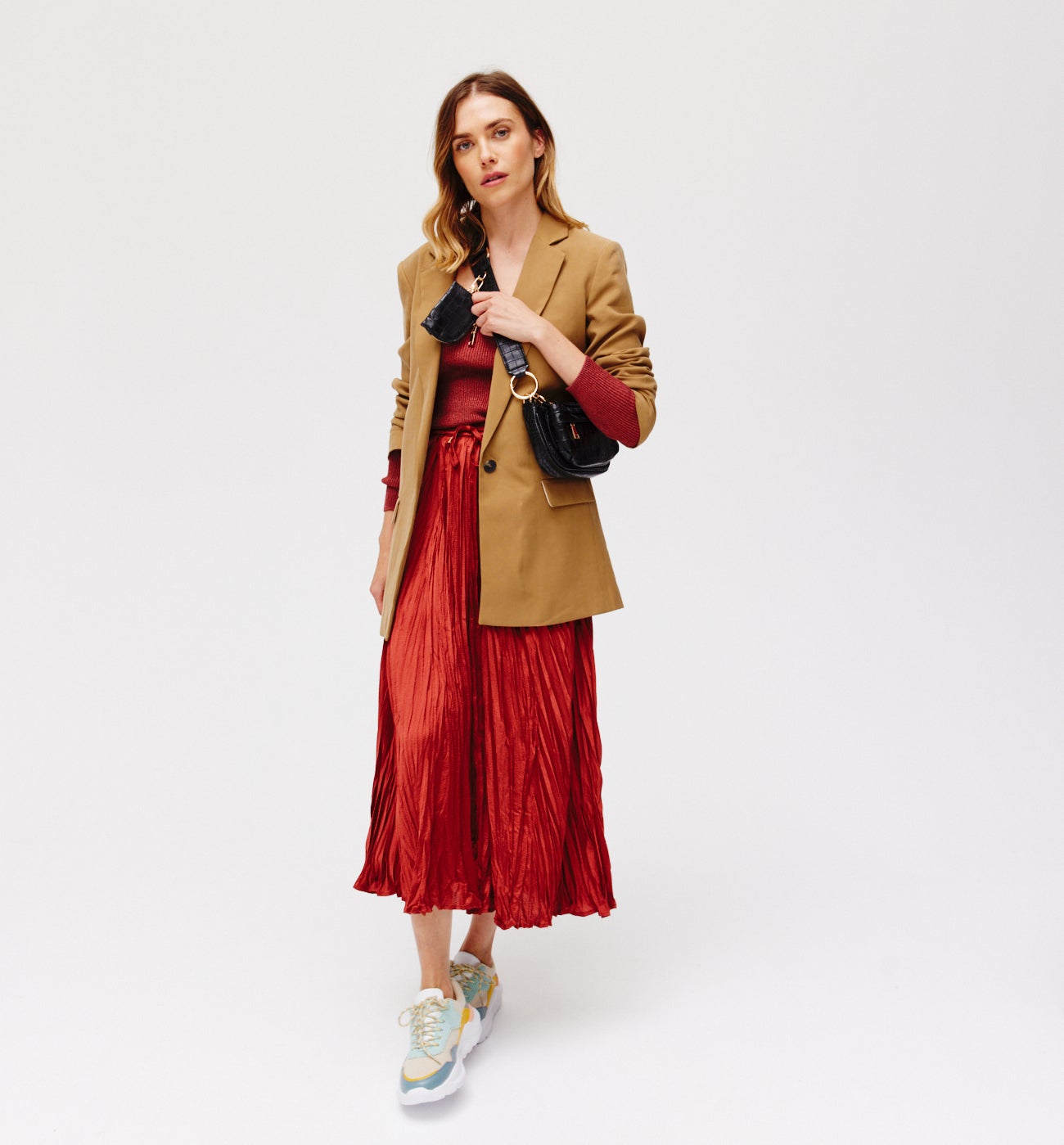 Glitzy rib knit jumper - Bordeaux red