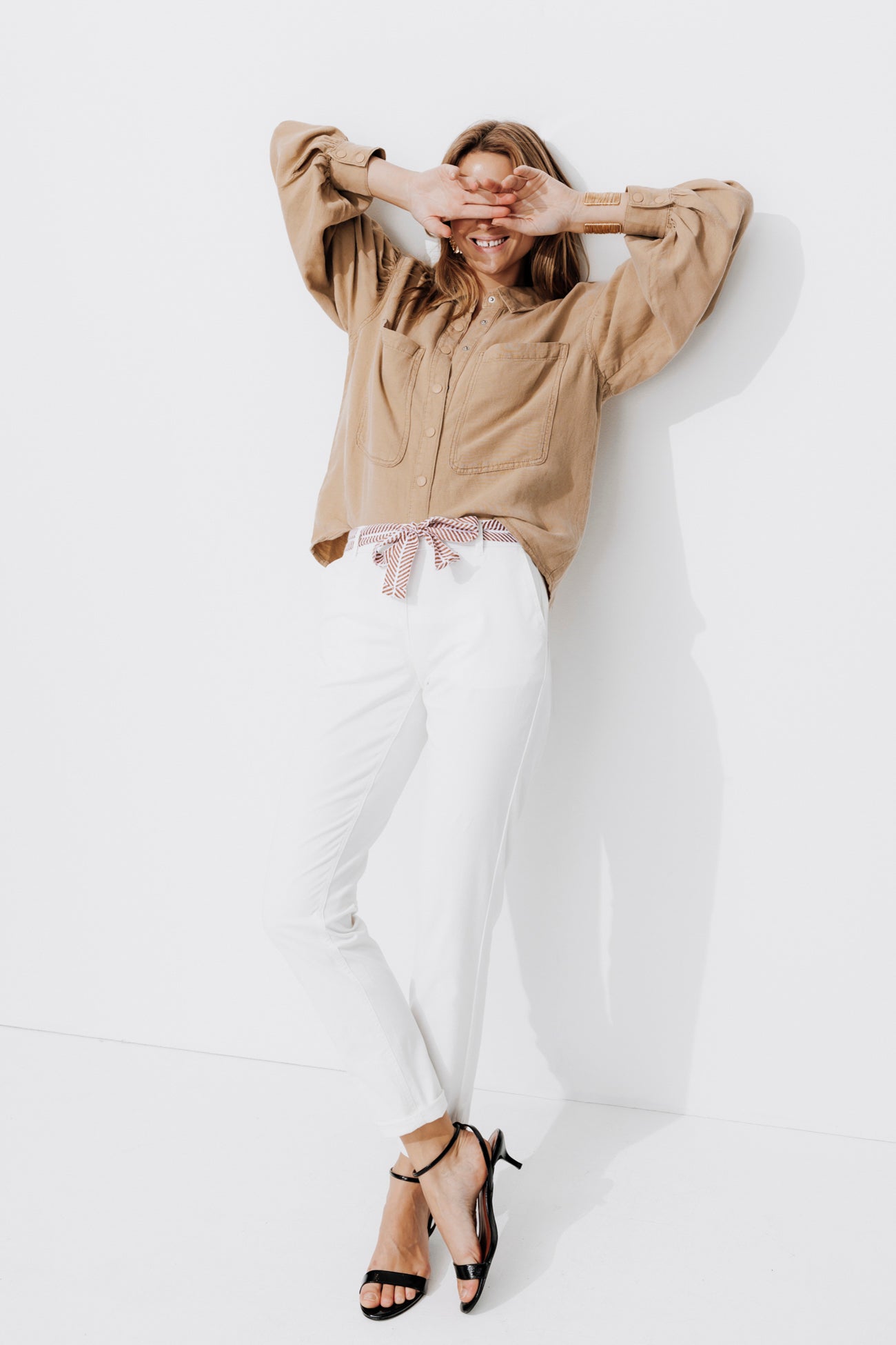 Belted chinos - Ecru