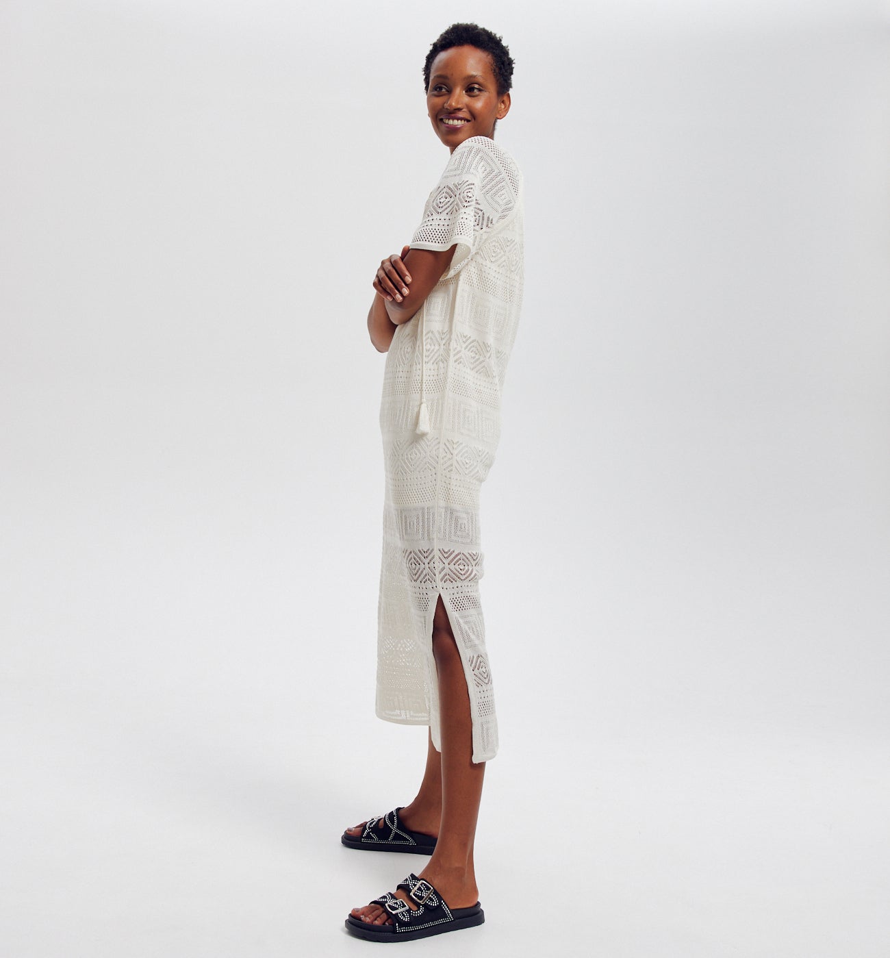 Lace knit dress - Ecru