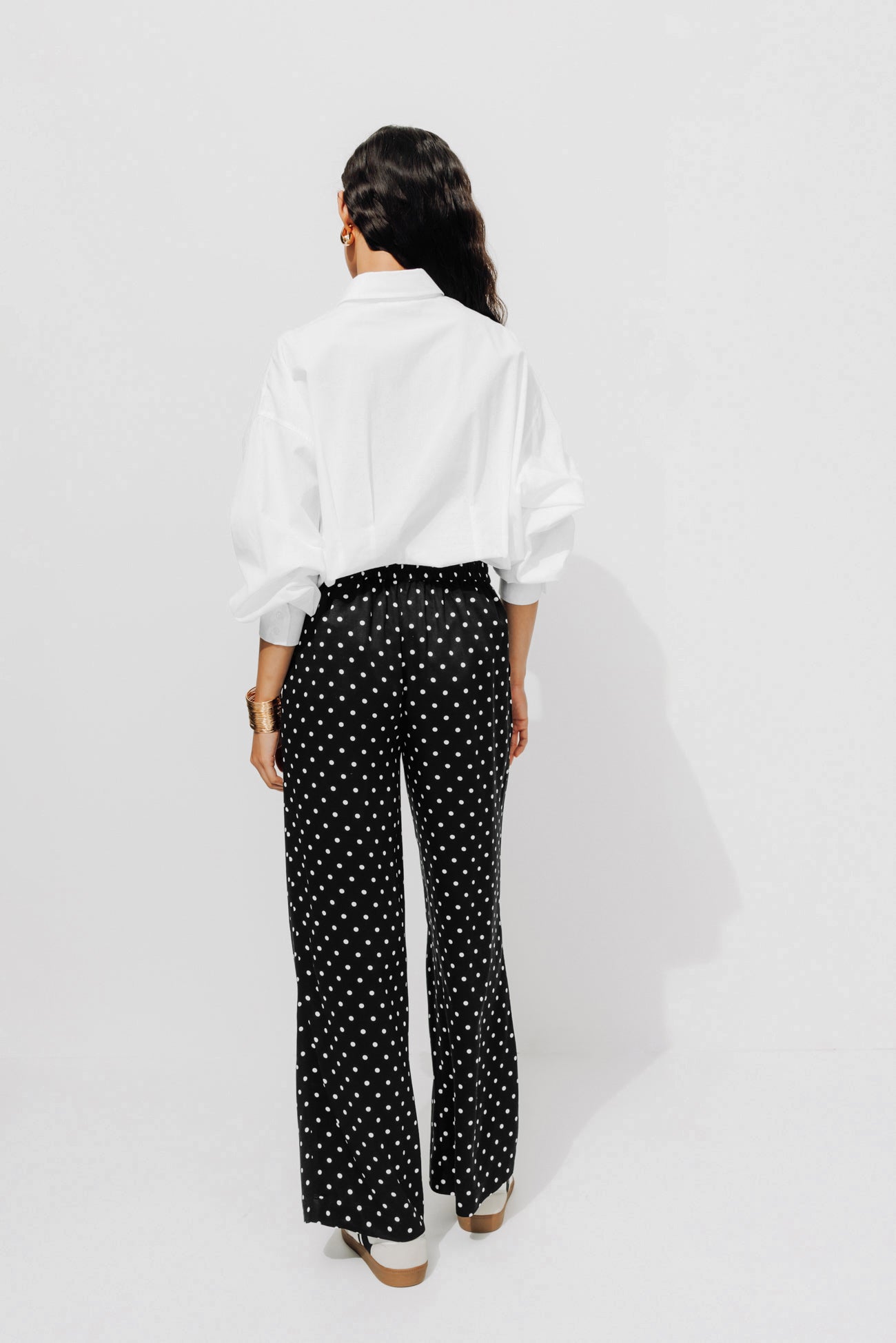 High-waist wideleg trousers - Ochre print