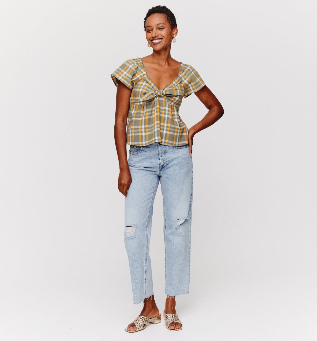 Checked blouse - Khaki checks