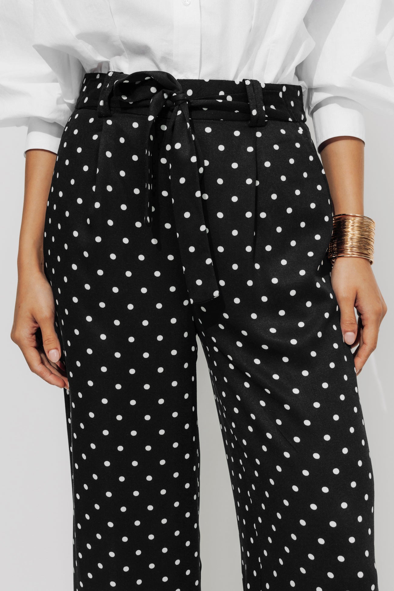 High-waist wideleg trousers - Ochre print