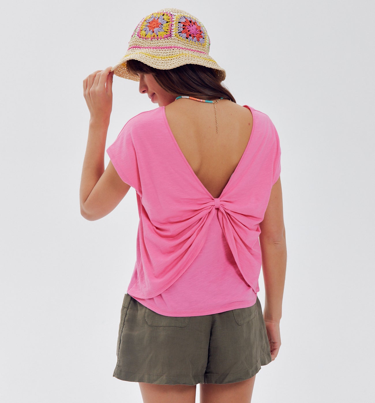 Low-back cotton top - Pink