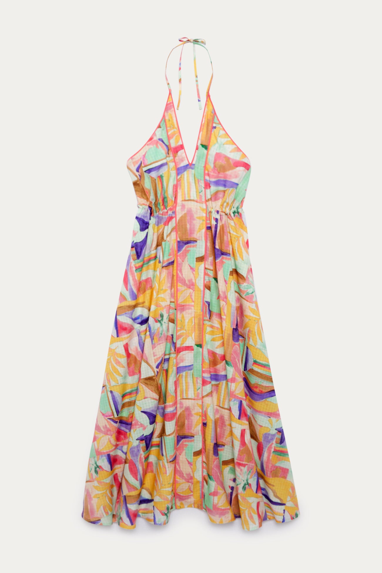 Patterned low-back dress - Ecru print
