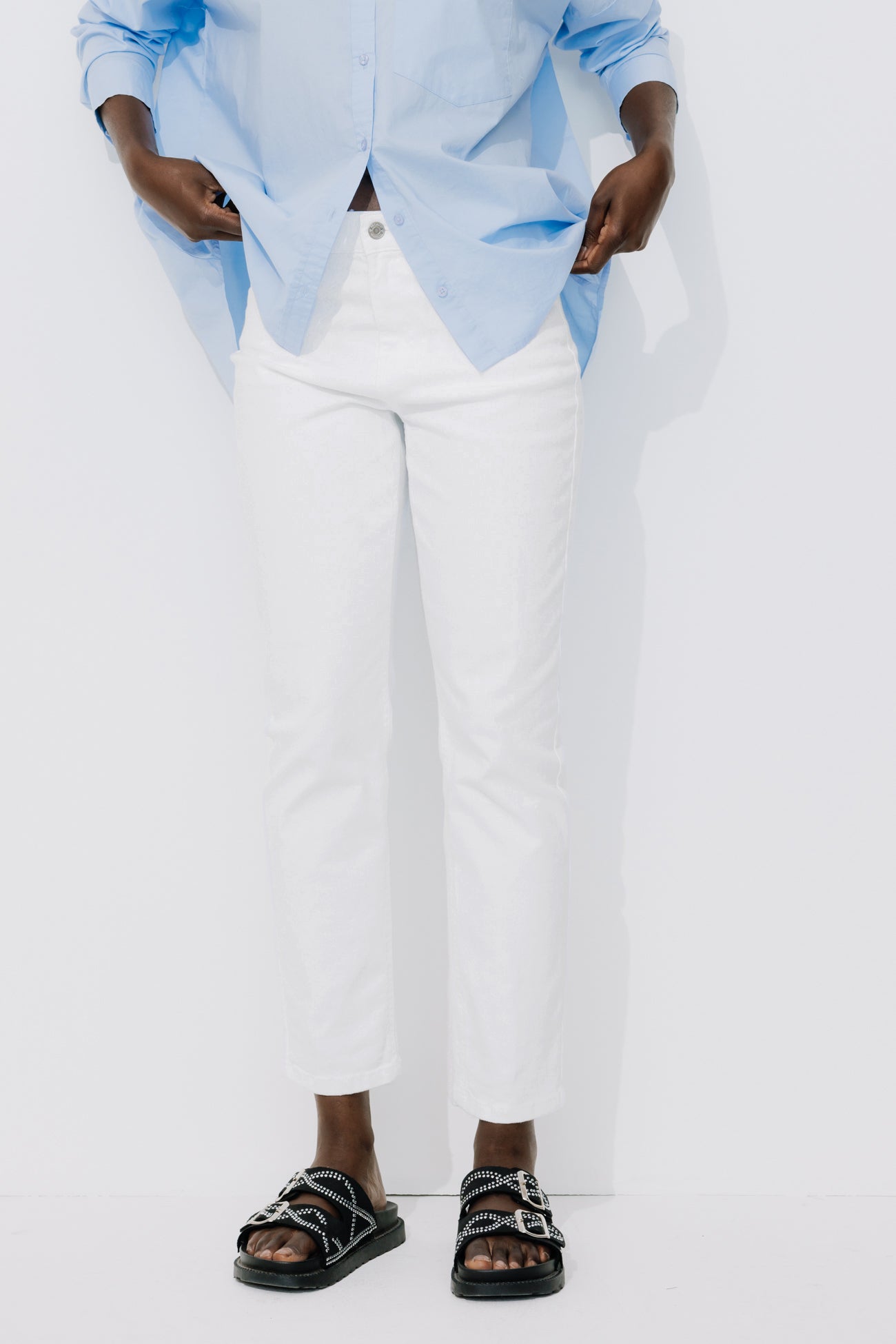 GASTON slim-leg crop trousers - White